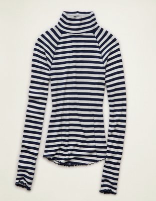 AE Soft & Sexy Waffle Mock Neck Tee | American Eagle