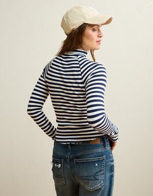 AE Soft & Sexy Waffle Mock Neck Tee
