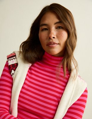 AE Soft & Sexy Waffle Mock Neck Tee