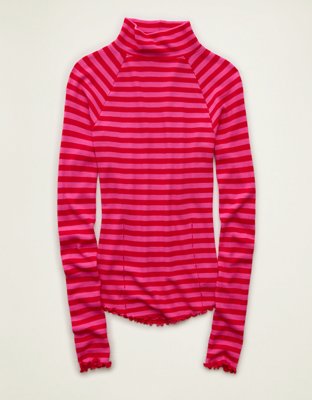 AE Soft & Sexy Waffle Mock Neck Tee