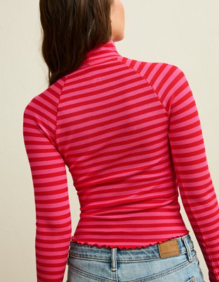 AE Soft & Sexy Waffle Mock Neck Tee