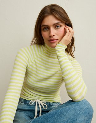 AE Soft & Sexy Waffle Mock Neck Tee
