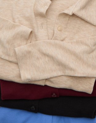 AE Button-Up Long-Sleeve Polo Shirt