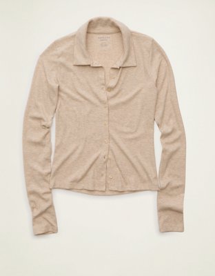 AE Button-Up Long-Sleeve Polo Shirt