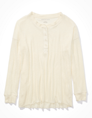 AE Soft & Sexy Plush Long-Sleeve Henley T-Shirt