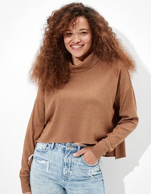 Download AE Cropped Long Sleeve Mock Neck T-Shirt