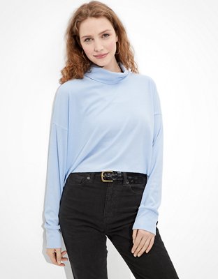 Download AE Cropped Long Sleeve Mock Neck T-Shirt