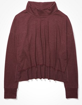 Image of AE Cropped Long Sleeve Mock Neck T-Shirt Women's Juicy Grape XXS