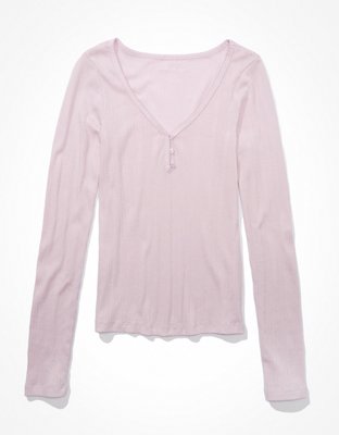 AE Long-Sleeve V-Neck Henley Tee