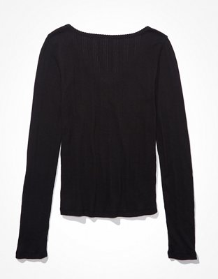 AE Long-Sleeve V-Neck Henley Tee