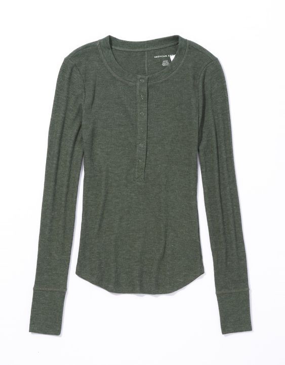 AE Long-Sleeve Henley Thermal T-Shirt