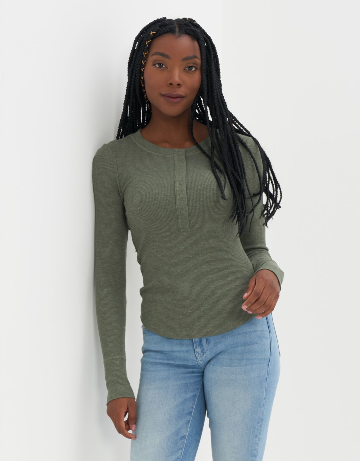 AE Long-Sleeve Henley Thermal T-Shirt