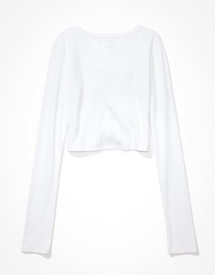 AE Long-Sleeve Button-Up Cinch Tee