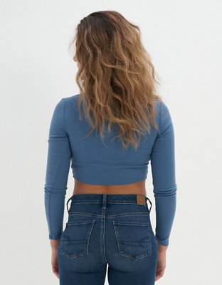 AE T-shirt manga larga con botones y elástico