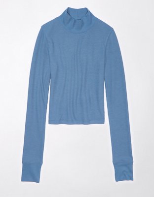 HARLOW SEAMLESS LONG SLEEVE MOCKNECK - LIGHT BLUE