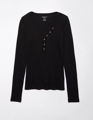 Burleys Henley Long Sleeve Waffle Knit Top