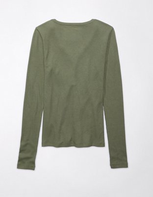 AE Waffle Long-Sleeve Henley Tee