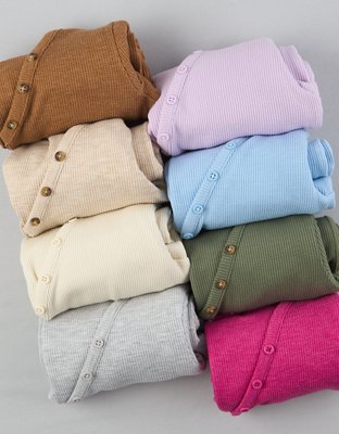 AE Waffle Long-Sleeve Henley Tee