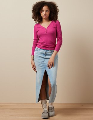 AE Waffle Long-Sleeve Henley Tee