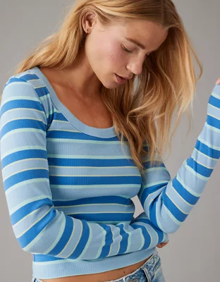 AE Hey Baby Long-Sleeve Cropped Scoop Tee