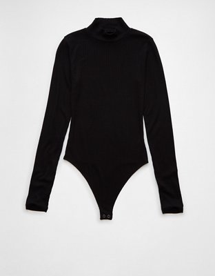 AE Long-Sleeve Mock Neck Pointelle Bodysuit