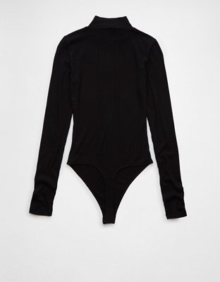 AE Long-Sleeve Mock Neck Pointelle Bodysuit