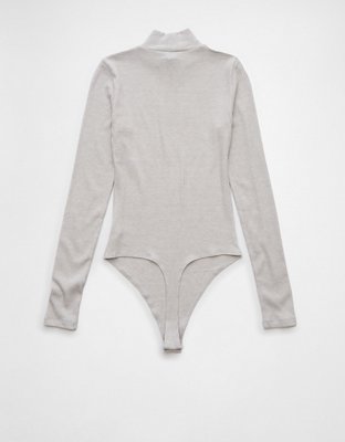 AE Long-Sleeve Mock Neck Pointelle Bodysuit