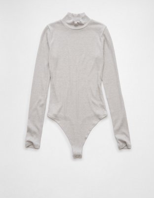 AE Long-Sleeve Mock Neck Pointelle Bodysuit