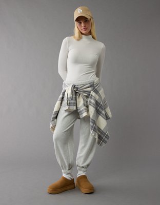 AE Long-Sleeve Mock Neck Pointelle Bodysuit