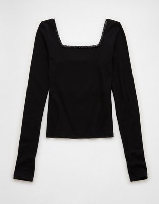 AE Square Neck Lace Long-Sleeve T-Shirt