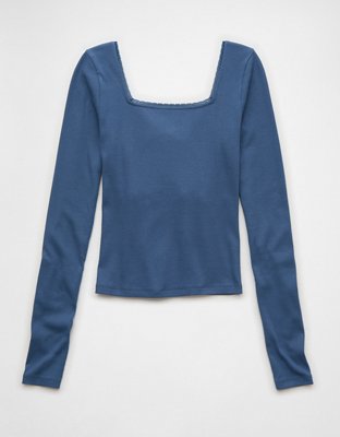 AE Square Neck Lace Long-Sleeve T-Shirt