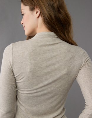 AE Soft & Sexy Long-Sleeve Mock Neck T-Shirt