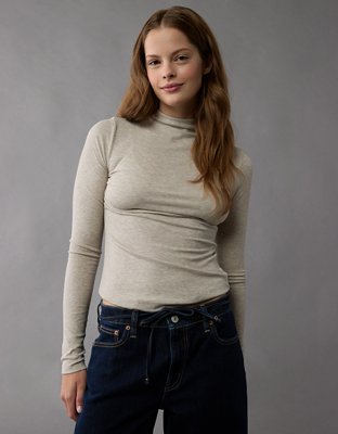 AE Soft & Sexy Long-Sleeve Mock Neck T-Shirt