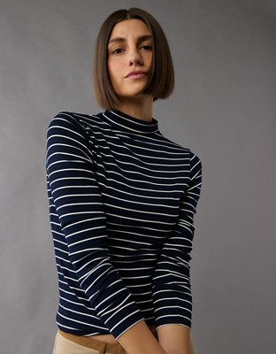 AE Soft & Sexy Long-Sleeve Mock Neck T-Shirt