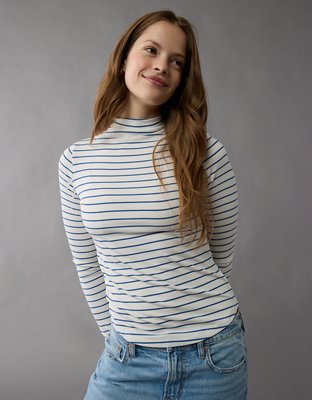 AE Soft & Sexy Long-Sleeve Mock Neck T-Shirt