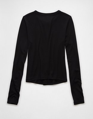 Женские футболки American Eagle AE Long-Sleeve Button-Up T-Shirt — фото 2