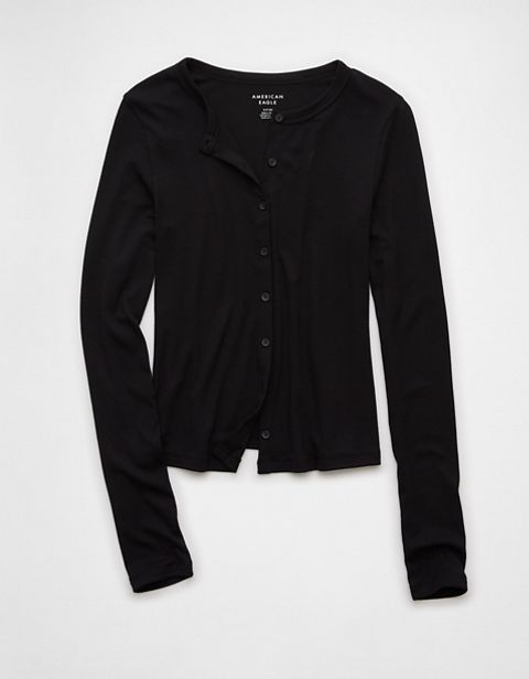 Женские футболки American Eagle AE Long-Sleeve Button-Up T-Shirt