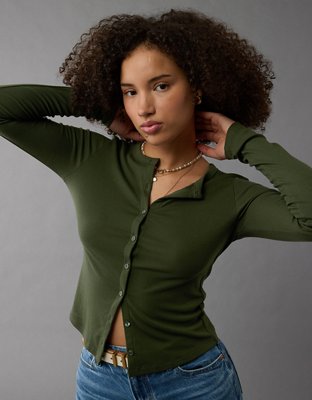 AE Long-Sleeve Button-Up T-Shirt