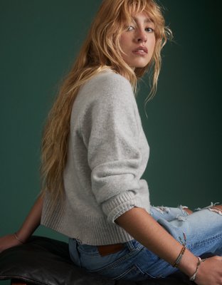 AE77 Premium Oversized Cropped Cashmere Sweater