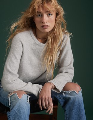 AE77 Premium Oversized Cropped Cashmere Sweater