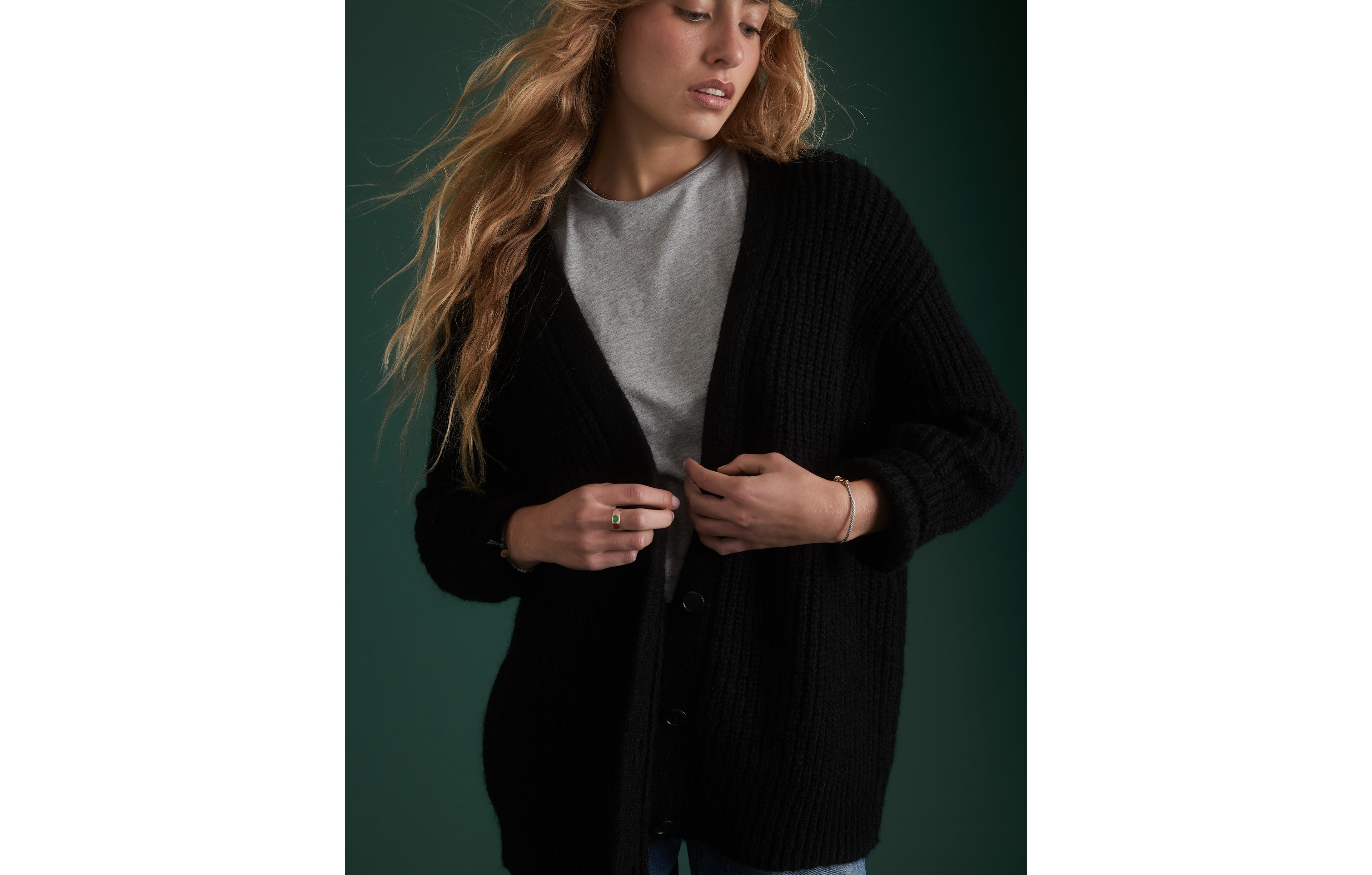 AE77 Premium Mohair Boyfriend Cardigan