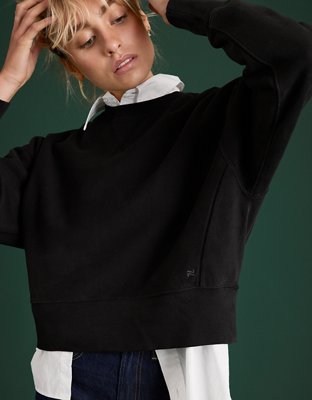 AE77 Premium Cropped Fleece Crewneck Sweatshirt
