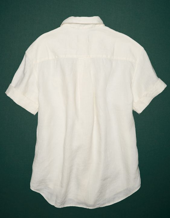 AE77 Premium Linen Boyfriend Button-Up Shirt