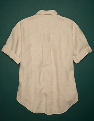 AE77 Premium Linen Boyfriend Button-Up Shirt