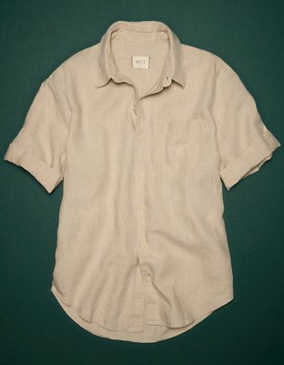 AE77 Premium Linen Boyfriend Button-Up Shirt