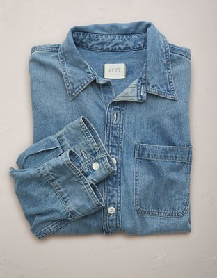 AE77 Premium Denim Boyfriend Shirt