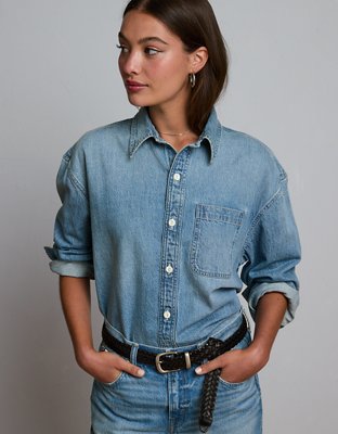 AE77 Premium Denim Boyfriend Shirt