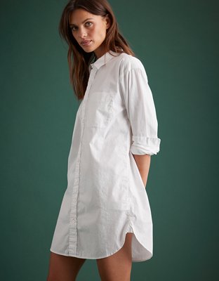 AE77 Premium Vestido Estilo Camisa de Popelina