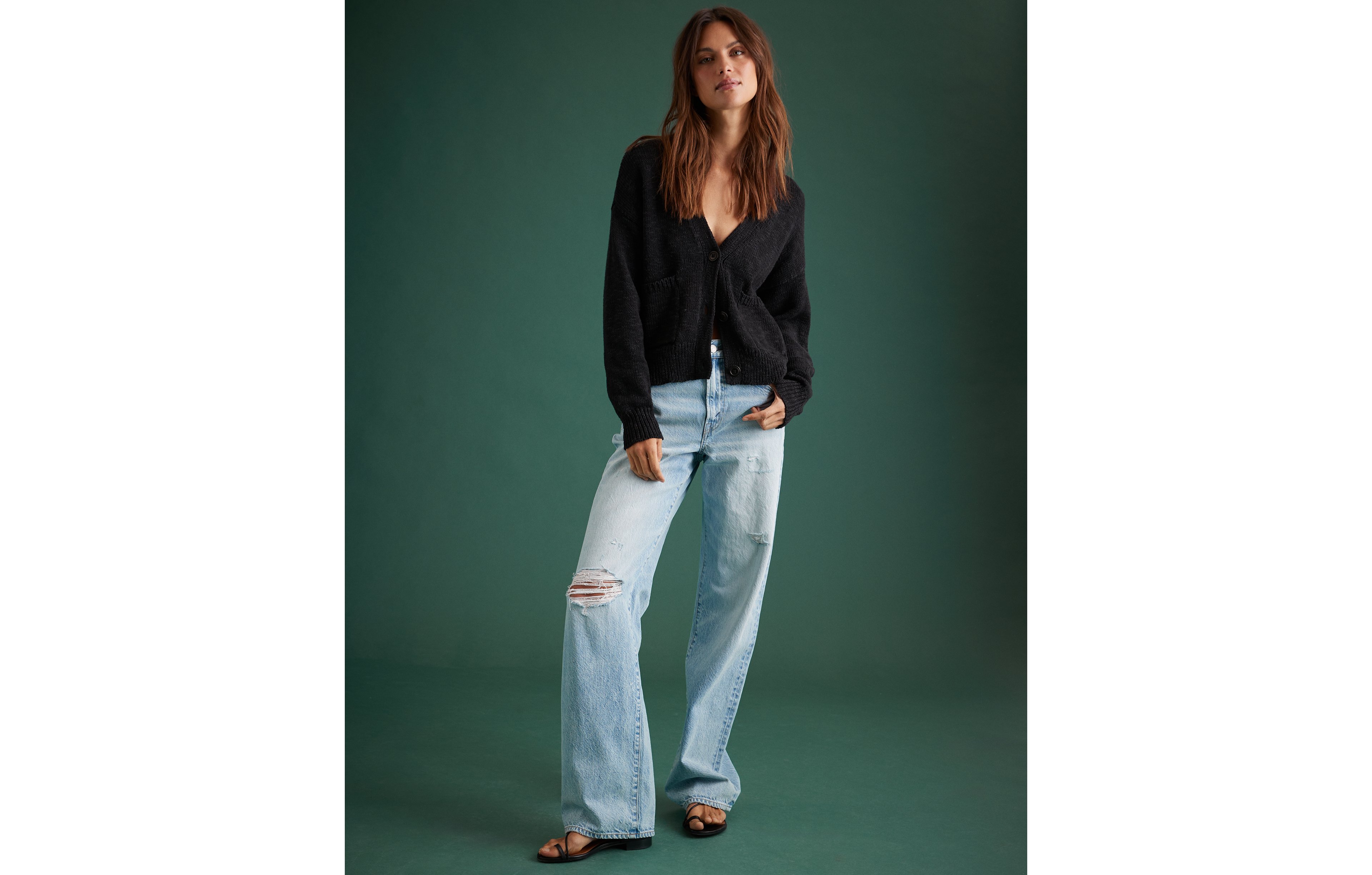 AE77 Premium Cropped Linen-Blend Sweater Cardigan