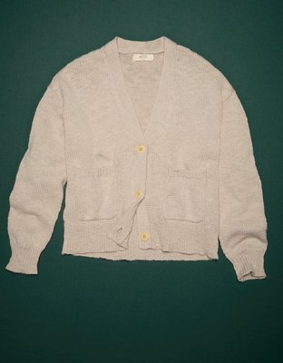 AE77 Premium Cropped Linen-Blend Sweater Cardigan